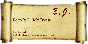 Biró János névjegykártya